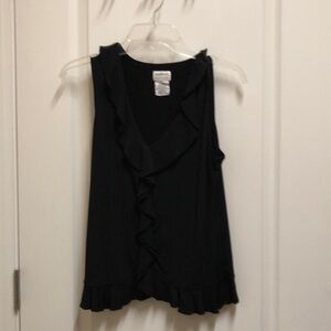 George Black Ruffled Sleeveless Top Blouse